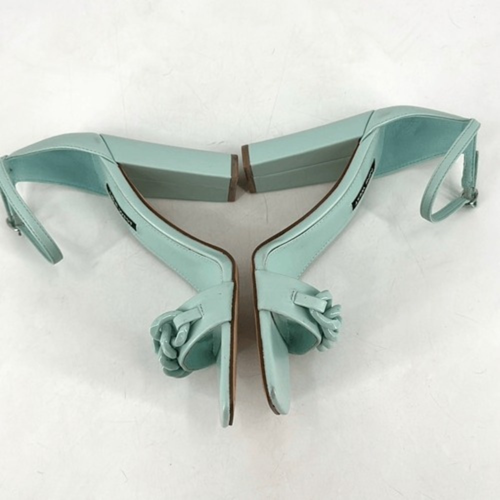 NWOT Nine West Womens Mindful Chain Square‎ Toe Heeled Sandals Mint Green Size 8 - Picture 4 of 12